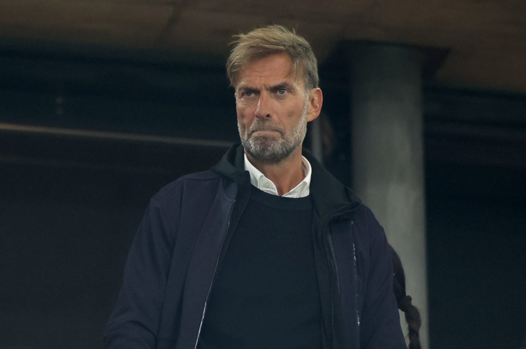 Jurgen Klopp, Global Head of Soccer RB Leipzig, is seen prior to the DFB Cup Semi Final between VfB Stuttgart and RB Leipzig at Mercedes-Benz Arena