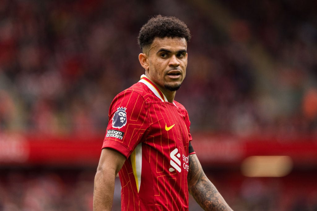 Luis Diaz in action for Liverpool during their Premier League game against West Ham.