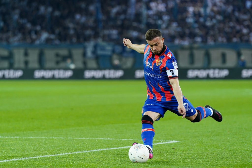 Former Liverpool man Xherdan Shaqiri playing for Basel in their game against Zurich.