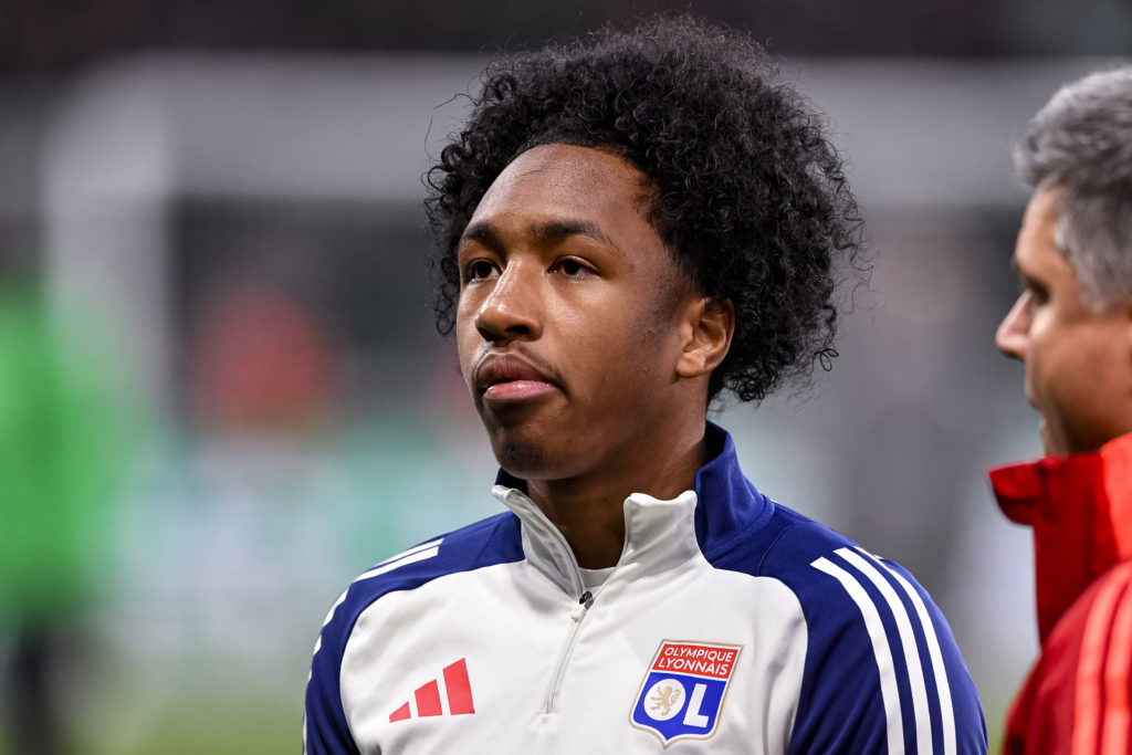 Malick Fofana of Olympique Lyon pictured lining up to start their game against Saint-Etienne.