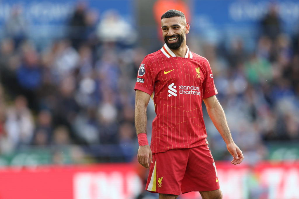 Mohamed Salah pictured playing for Liverpool in the Premier League.
