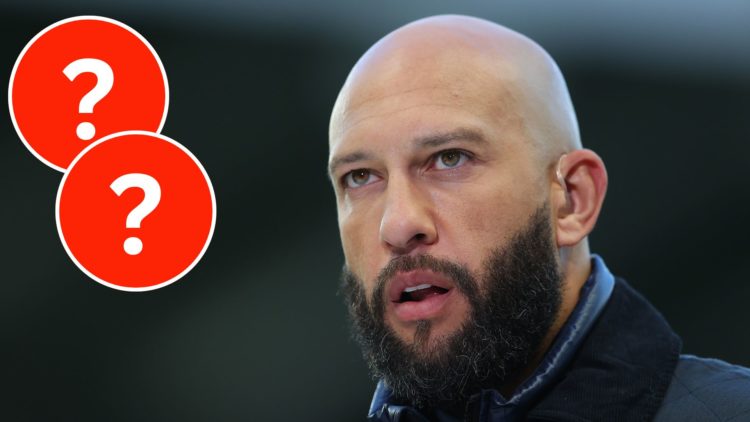 Former Everton goalkeeper Tim Howard with two mystery player inserts