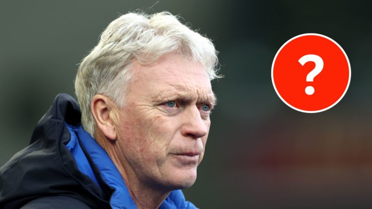 Everton manager David Moyes with a mystery player insert