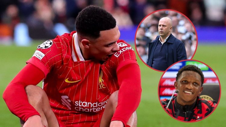 Main image, Liverpool, England - March 11: An injured Trent Alexander-Arnold of Liverpool during the UEFA Champions League 2024/25 Round of 16 Seco...