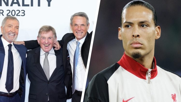 Liverpool legends Graeme Souness, Kenny Dalglish and Alan Hansen and Liverpool defender Virgil van Dijk