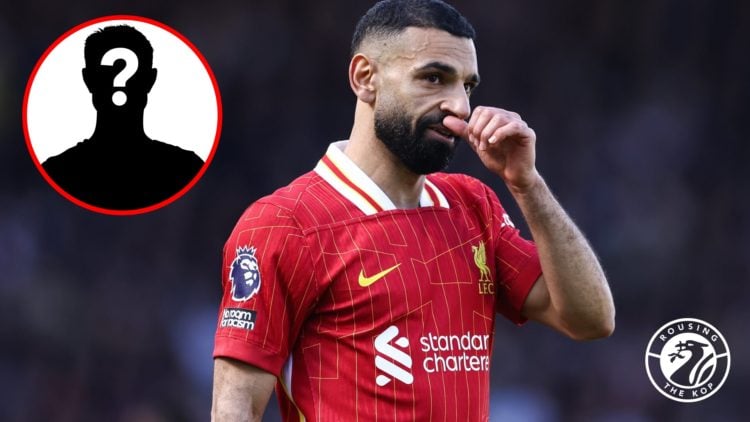 Liverpool attacker Mohamed Salah with a mystery player insert