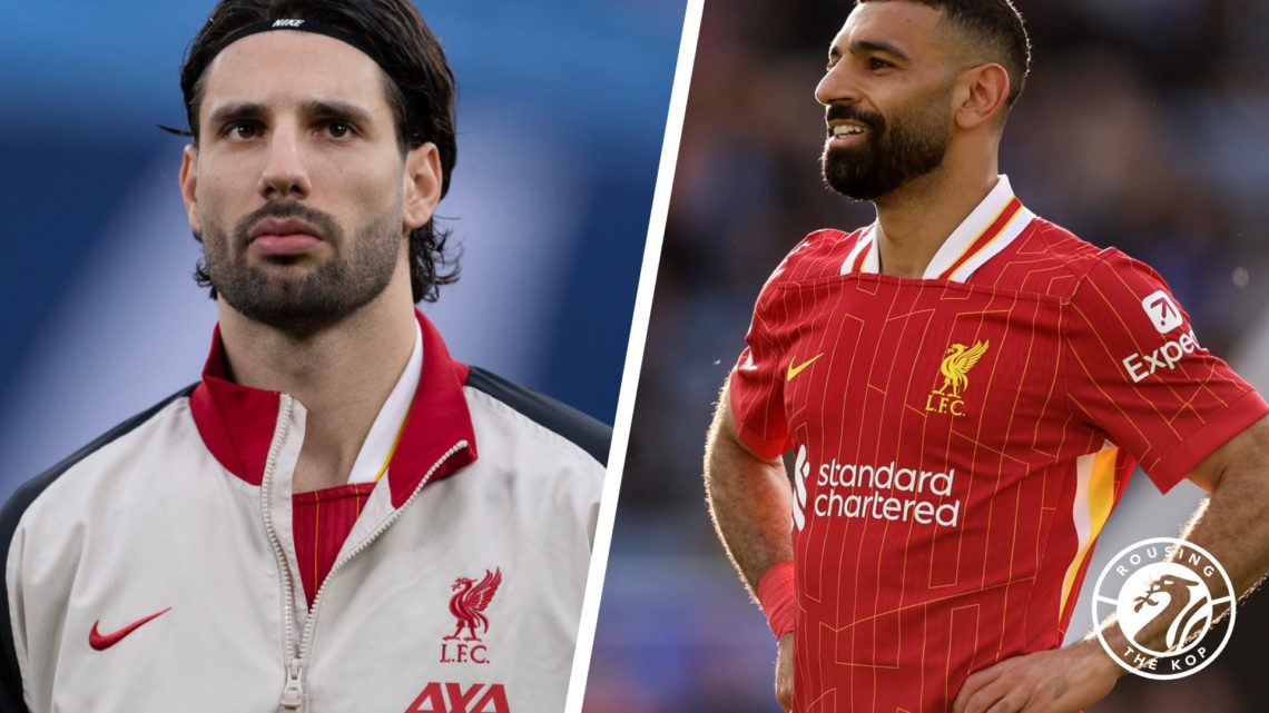 Liverpool midfielder Dominik Szoboszlai and Liverpool attacker Mohamed Salah