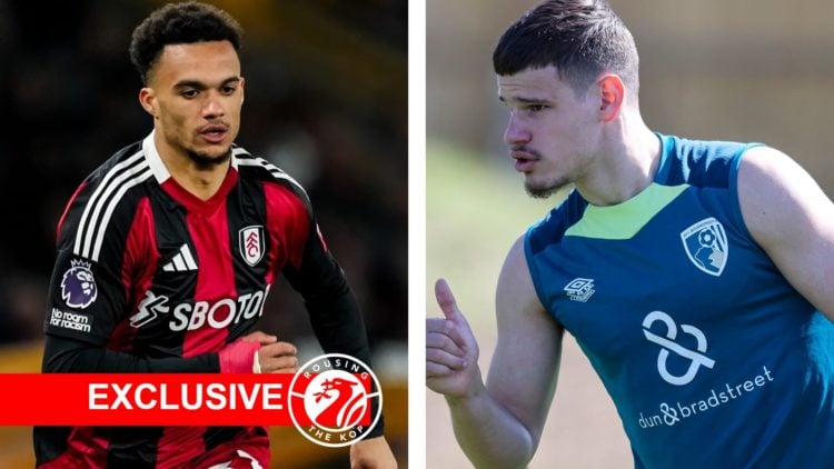 Antonee Robinson in Premier League action for Fulham. Bournemouth defender Milos Kerkez gives a thumbs up during training.