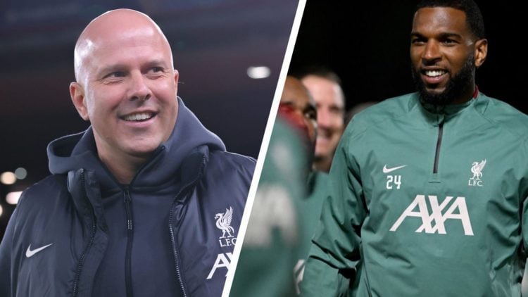 Liverpool manager Arne Slot and former Liverpool attacker Ryan Babel