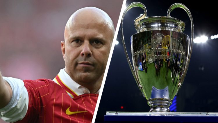 Liverpool manager Arne Slot with the UEFA Champions League trophy