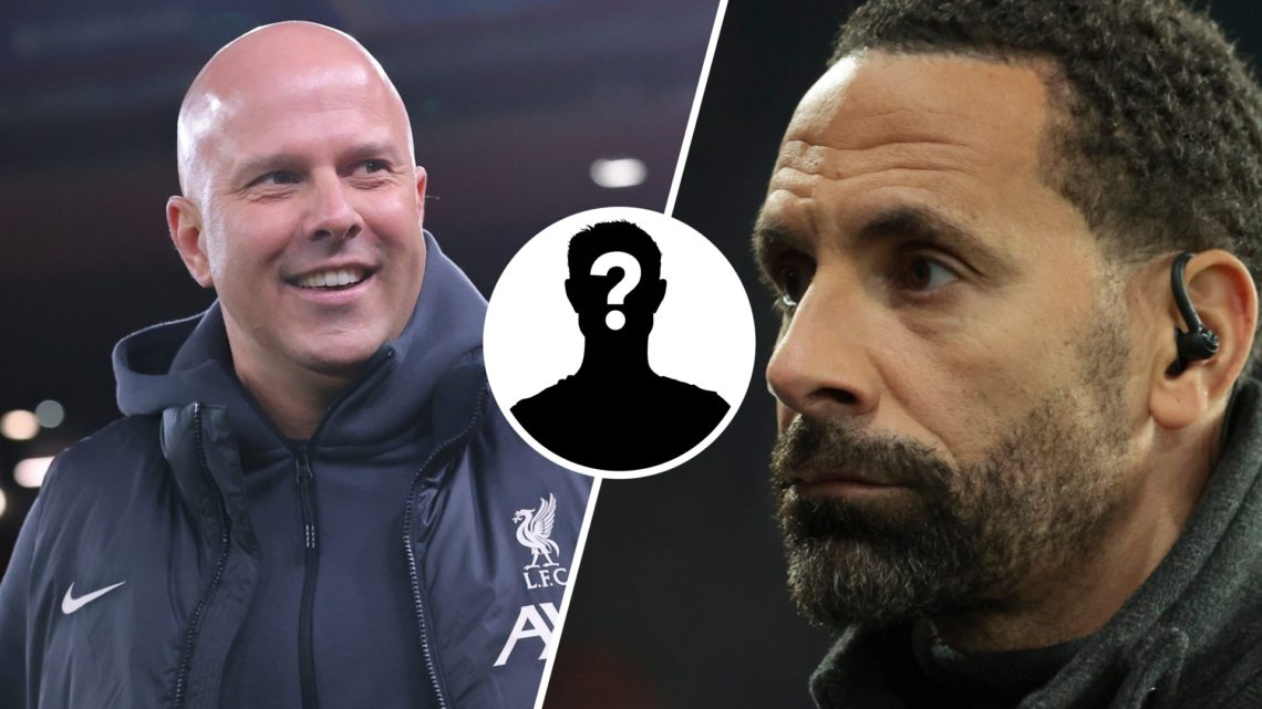 Liverpool manager Arne Slot and pundit Rio Ferdinand with a mystery insert