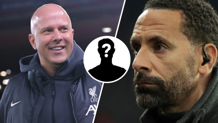 Liverpool manager Arne Slot and pundit Rio Ferdinand with a mystery insert
