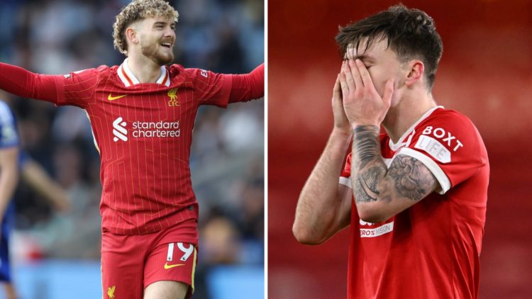 Split image showing Liverpool duo Harvey Elliott and Ben Doak