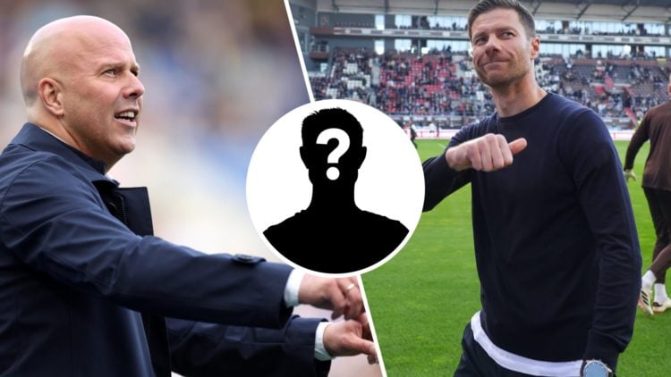 Split image showing Liverpool manager Arne Slot and Bayer Leverkusen coach Xabi Alonso