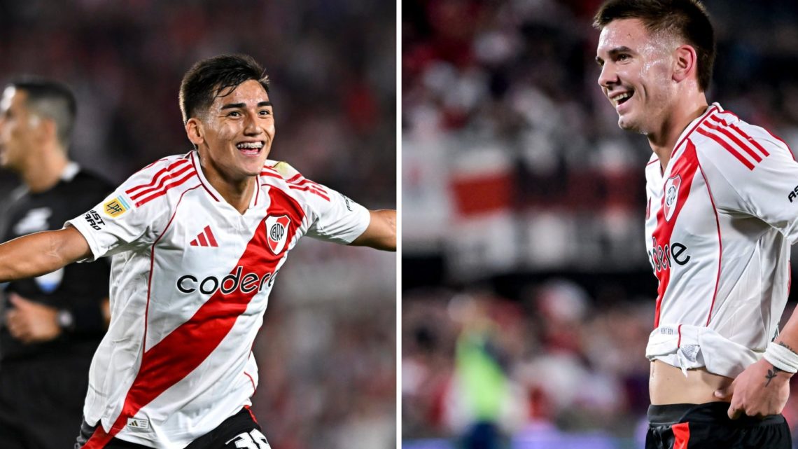 Split image showing River Plate duo Ian Subiabre and Franco Mastantuono