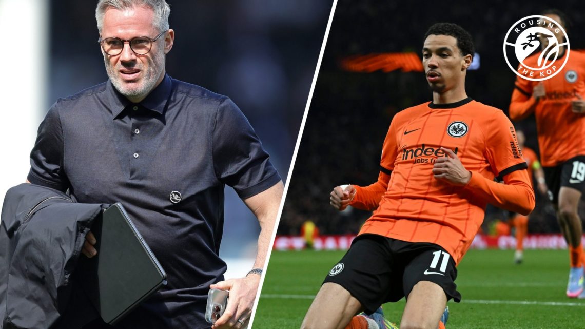 Jamie Carragher at Craven Cottage ahead of Fulham vs Liverpool. Hugo Ekitike celebrates scoring in the Europa League for Eintracht Frankfurt agains...