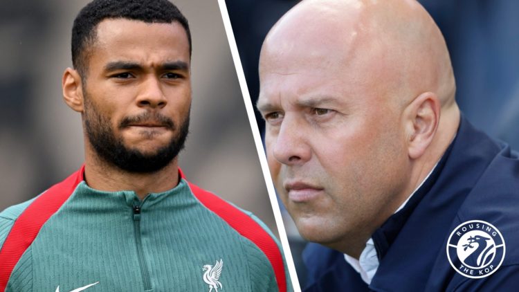 Liverpool attacker Cody Gakpo and Liverpool manager Arne Slot