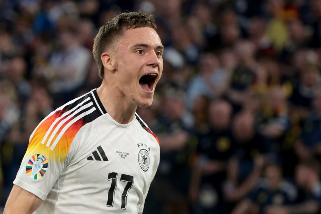 Florian Wirtz of Germany celebrates his goal during the UEFA EURO 2024 group stage match between Germany and Scotland at Munich Football Arena