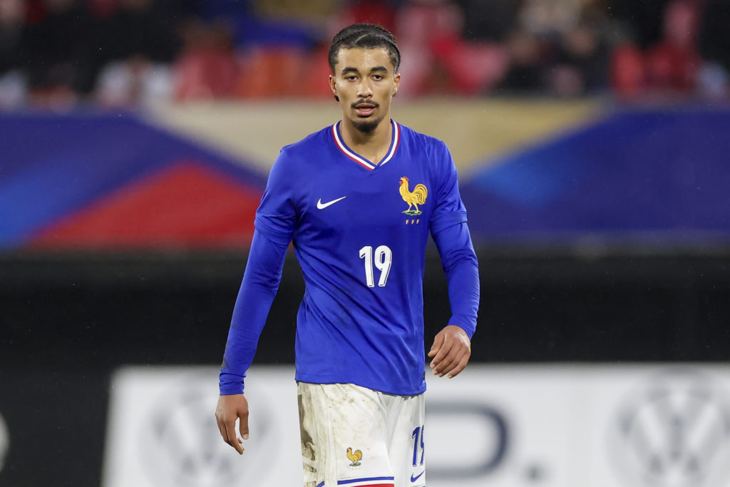 Nathan Zeze in action for France U21 against Germany U21