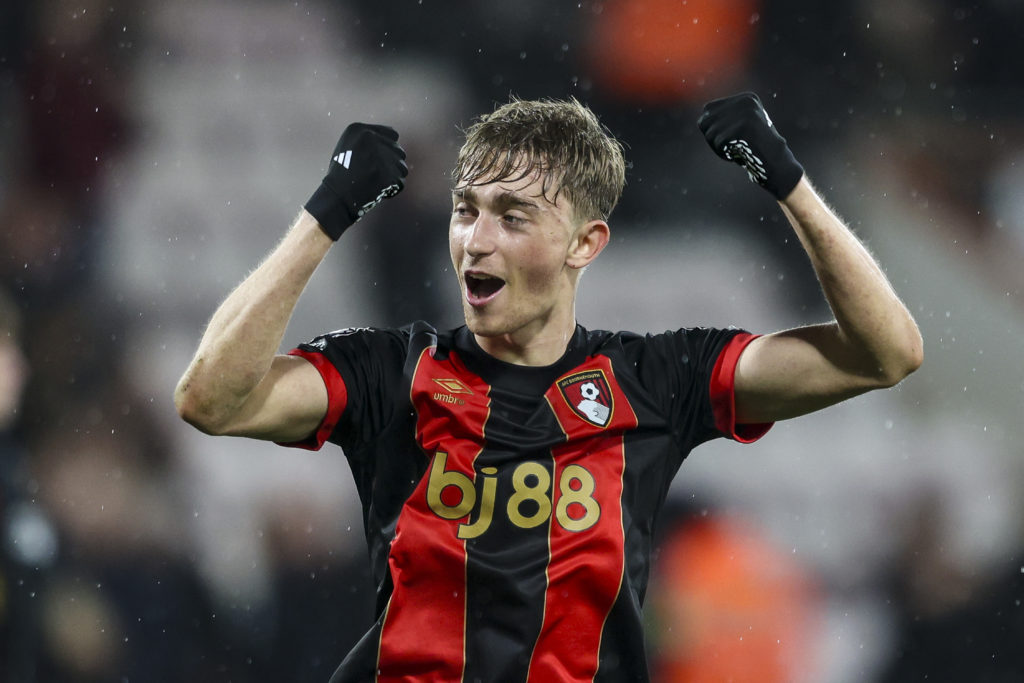 Dean Huijsen pictured celebrating during Bournemouth's game against Fulham.