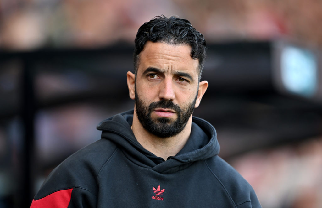 Manchester United manager Ruben Amorim pictured on the touchline during a Premier League game v Bournemouth.