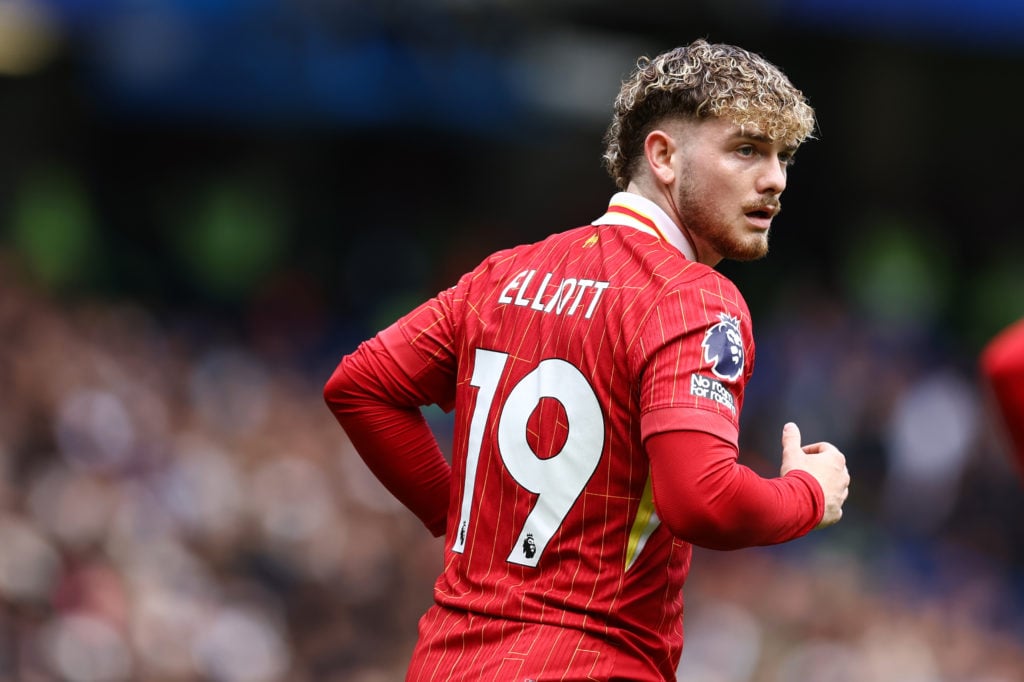 Harvey Elliott of Liverpool during the Premier League match between Chelsea FC and Liverpool FC at Stamford Bridge