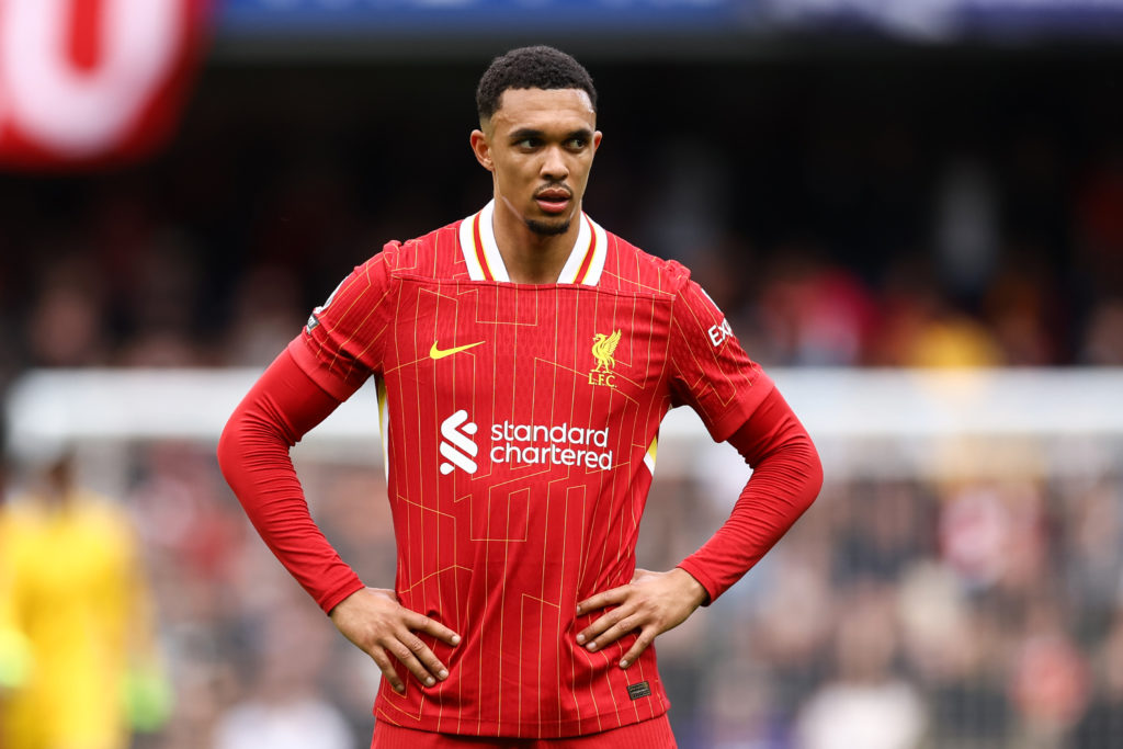 Trent Alexander-Arnold looks on for Liverpool during the Premier League match against Chelsea at Stamford Bridge.