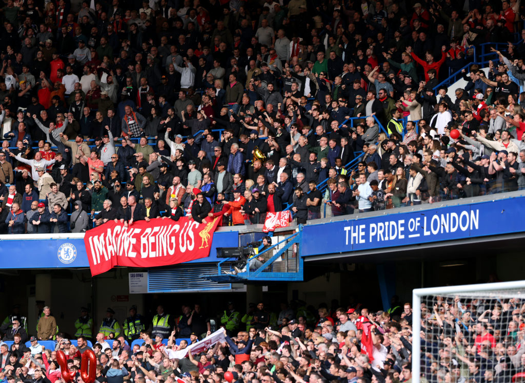 Liverpool's fans pictured during a Premier League game between the Reds and Chelsea.