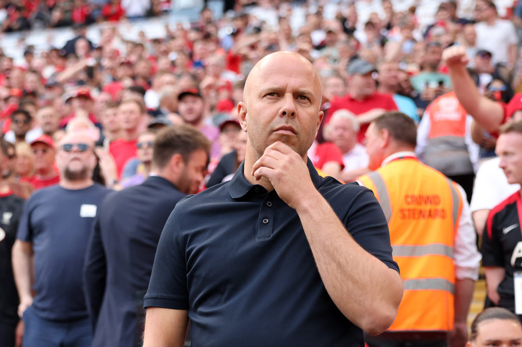 Arne Slot on the touchline during the Premier League match between Liverpool and Arsenal.