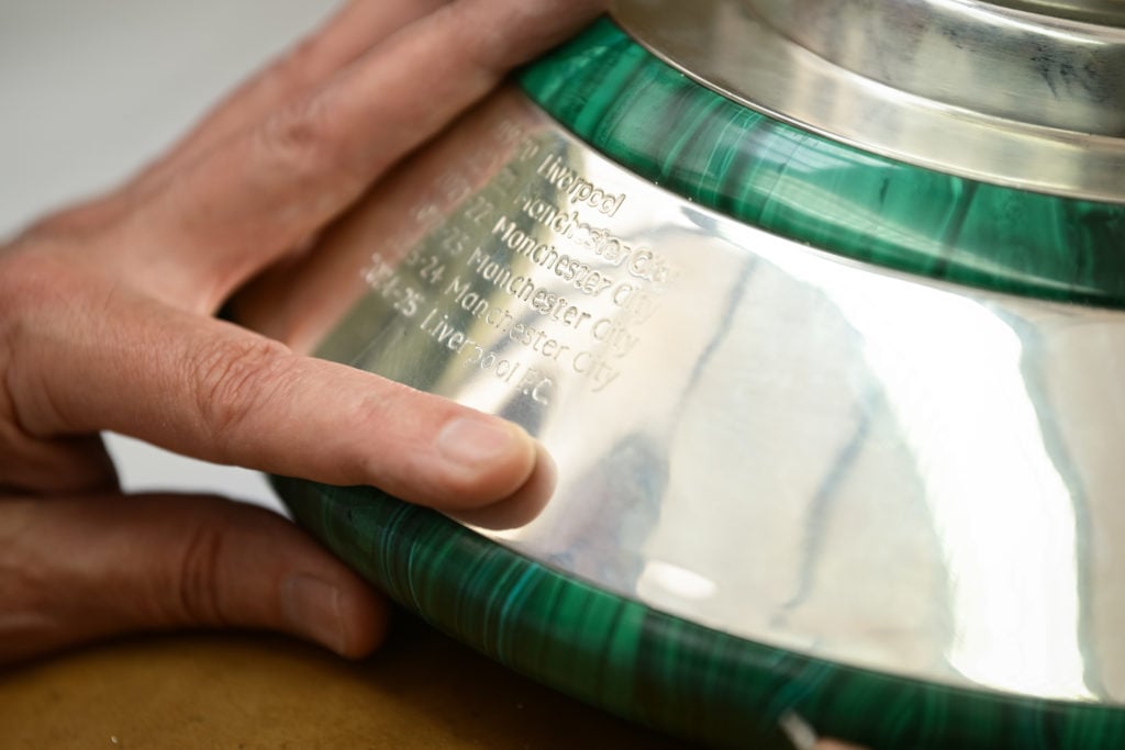 2025 Premier League Champions Liverpool Engraved On Premier League Trophy
