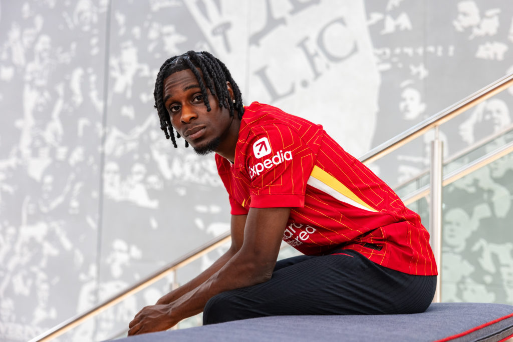 Liverpool Unveil New Signing Jeremie Frimpong at the AXA Training Centre.