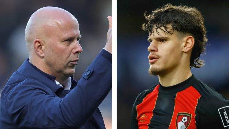 Arne Slot gives a thumbs up to Liverpool supporters after a Premier League defeat to Fulham at Craven Cottage. Bournemouth defender Milos Kerkez in...