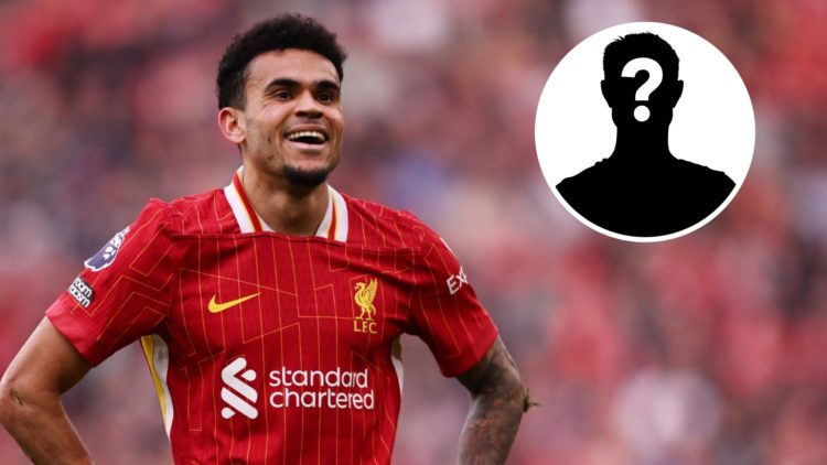 Liverpool winger Luis Diaz with a mystery player insert