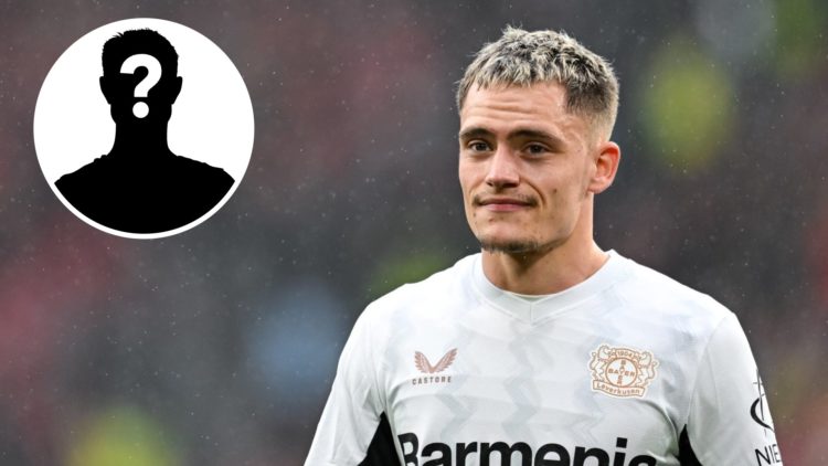 Bayer Leverkusen midfielder Florian Wirtz with a mystery player