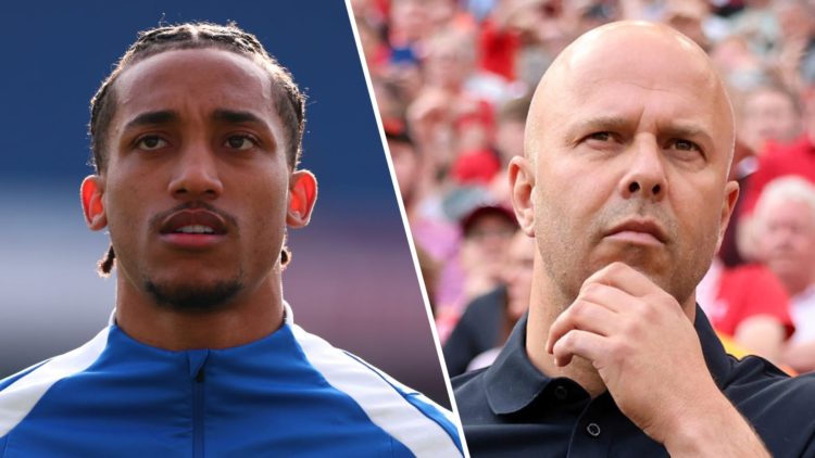 Joao Pedro in training gear ahead of Brighton's Premier League game against Fulham at the Amex Stadium. Liverpool head coach Arne Slot rubs his chi...