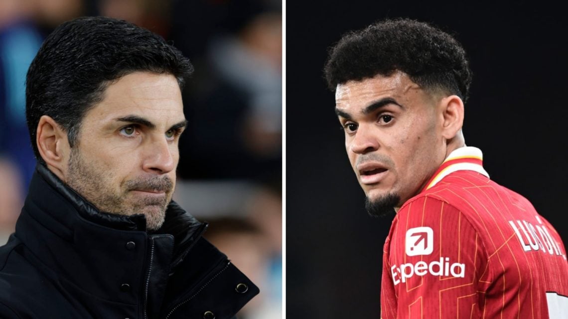 Arsenal manager Mikel Arteta and Liverpool attacker Luis Diaz