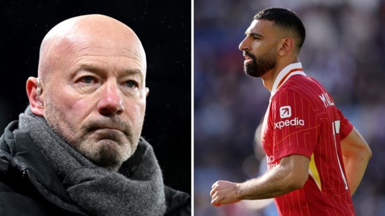 Left: Alan Shearer on presenting duties in the Champions League. Right: Mohamed Salah caught in action for Liverpool.