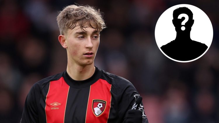 AFC Bournemouth defender Dean Huijsen with a mystery player insert