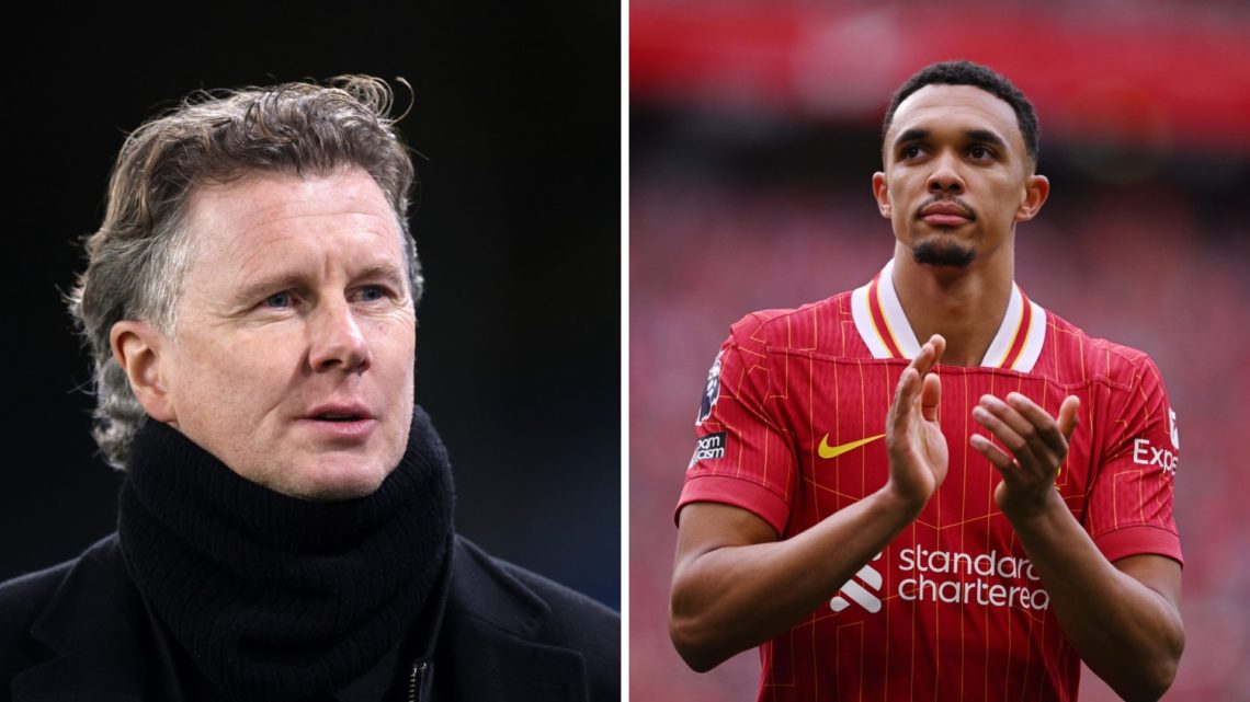 Left: Steve McManaman on his punditry duties. Right: Trent Alexander-Arnold pictured clapping the Liverpool supporters.