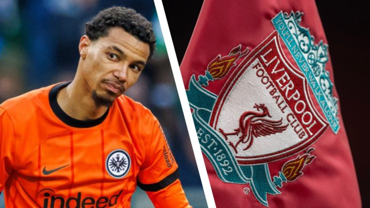 Hugo Ekitike looks dejected during the Bundesliga match between Eintracht Frankfurt and Werder Bremen at Weserstadion. A Liverpool corner flag flap...