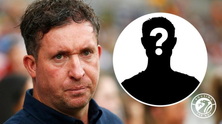 Brisbane Roar manager Robbie Fowler looks on during his team's match against Melbourne City. Mystery player silhouette with question mark.
