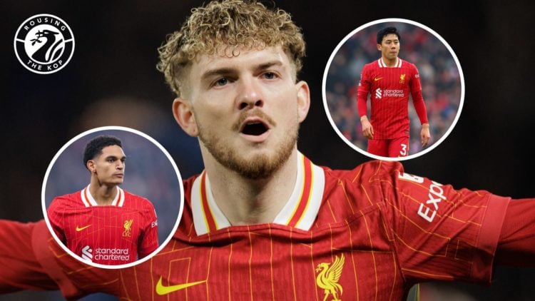 Harvey Elliott celebrates scoring for Liverpool against PSG in the Champions League. Jarell Quansah in Champions League action for Liverpool. Watar...