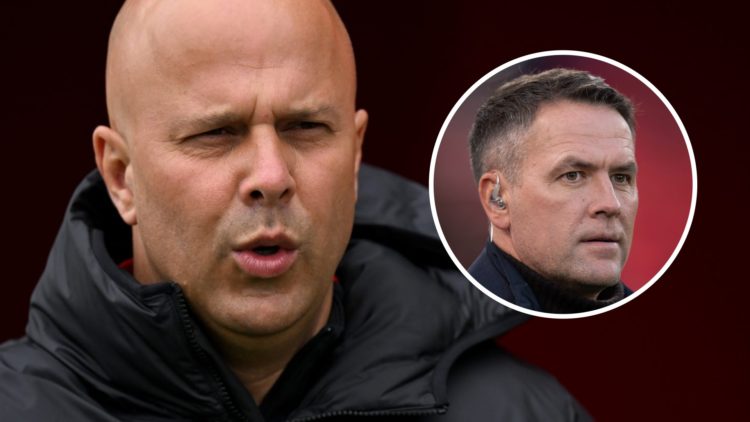 Arne Slot during Liverpool's Premier League match against Leicester City. Michael Owen on punditry duty for Liverpool against Man City.