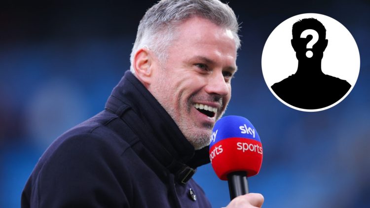Pundit Jamie Carragher with a mystery insert