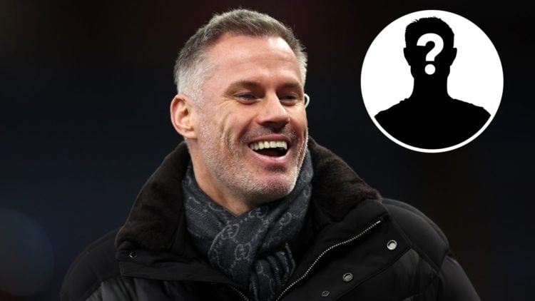 Pundit Jamie Carragher with a mystery insert