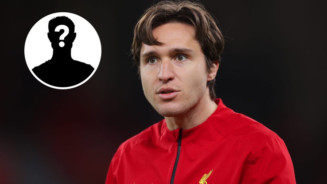 Liverpool attacker Federico Chiesa with a mystery player insert