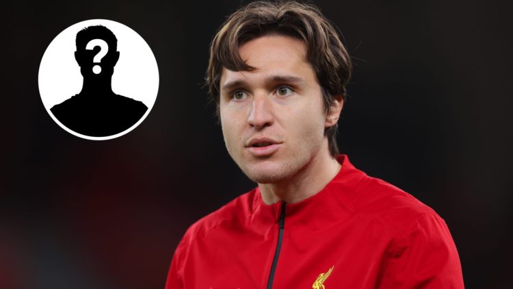 Liverpool attacker Federico Chiesa with a mystery player insert