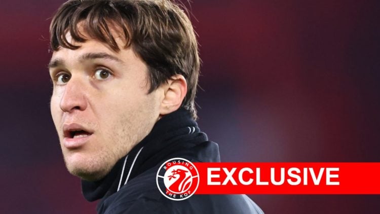Federico Chiesa looks on before Liverpool's Premier League clash against Nottingham Forest.