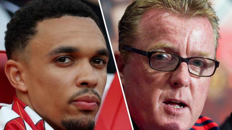 Trent Alexander-Arnold sits on the bench at Anfield during Liverpool vs Arsenal. New England Revolution head coach Steve Nicol answers questions du...