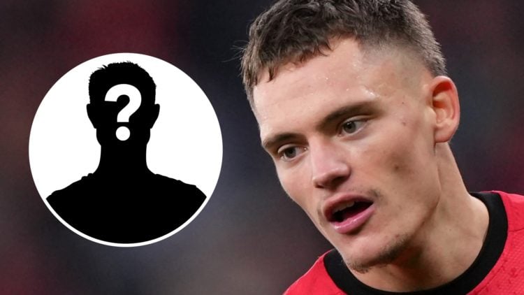 Florian Wirtz runs while in action for Bayer Leverkusen. Mystery player silhouette with question mark.